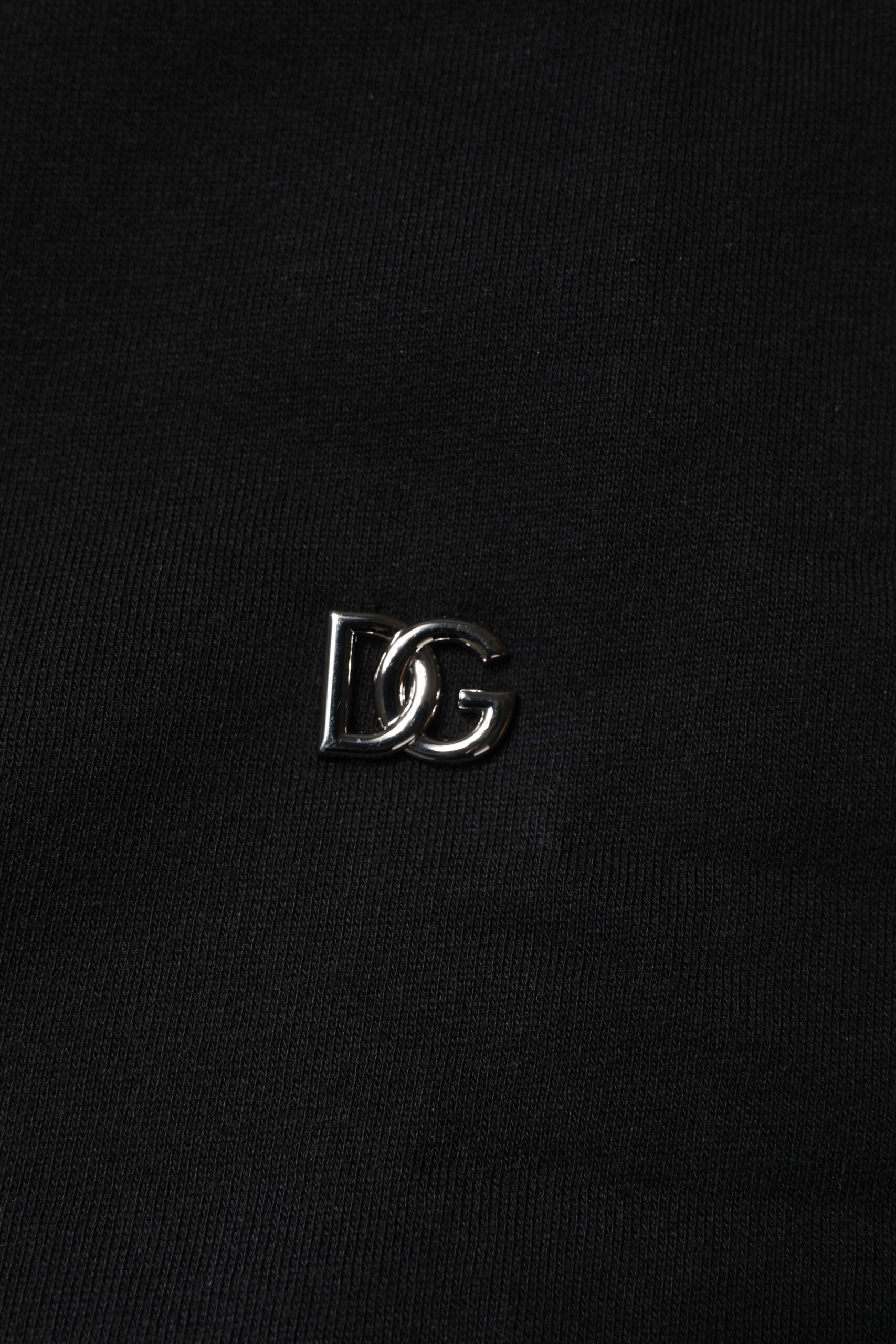 Dolce & Gabbana Schwarzes Baumwoll-Rundhals-Sweatshirt Pullover