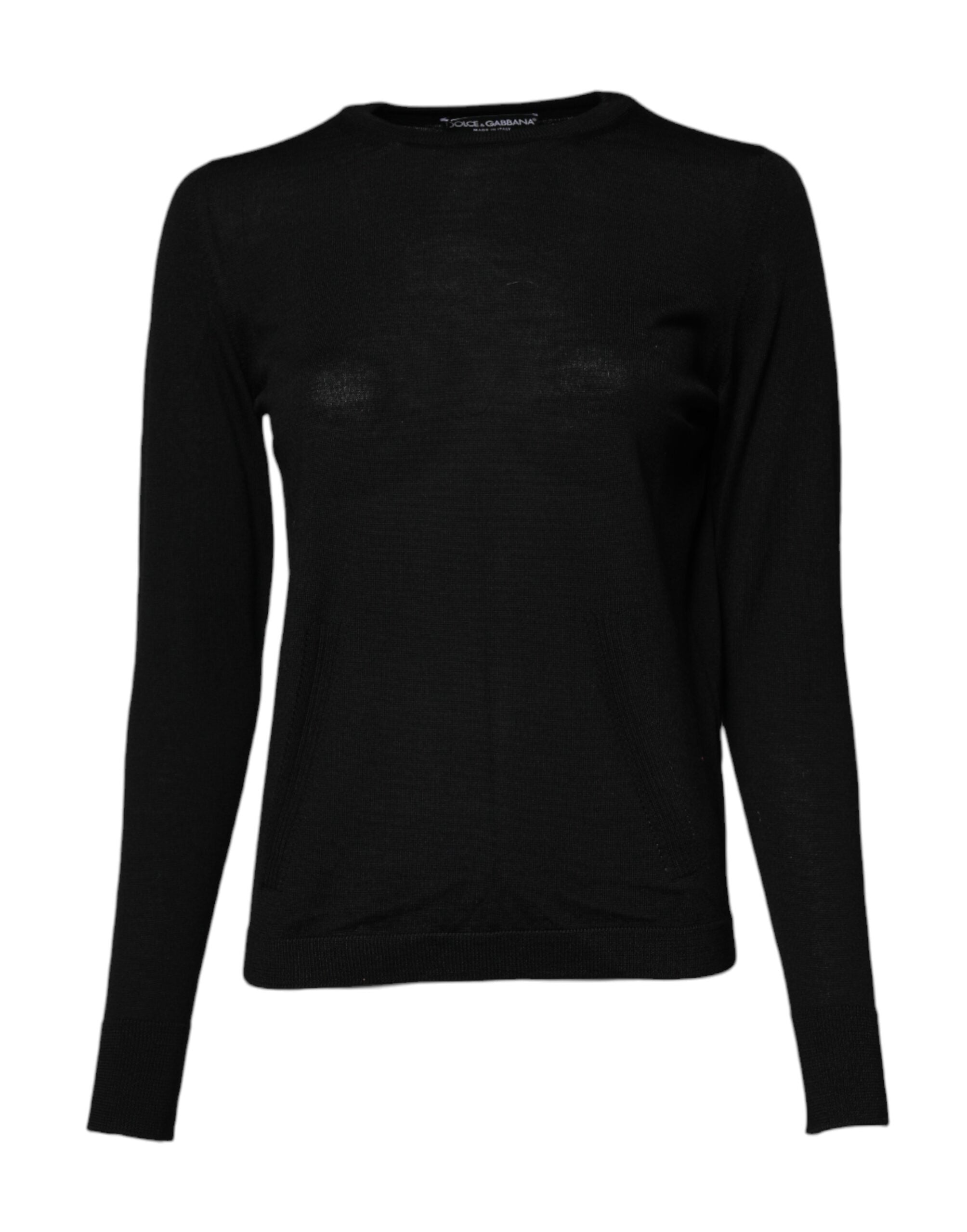 Dolce & Gabbana Black Wool Knit Crewneck Sweater