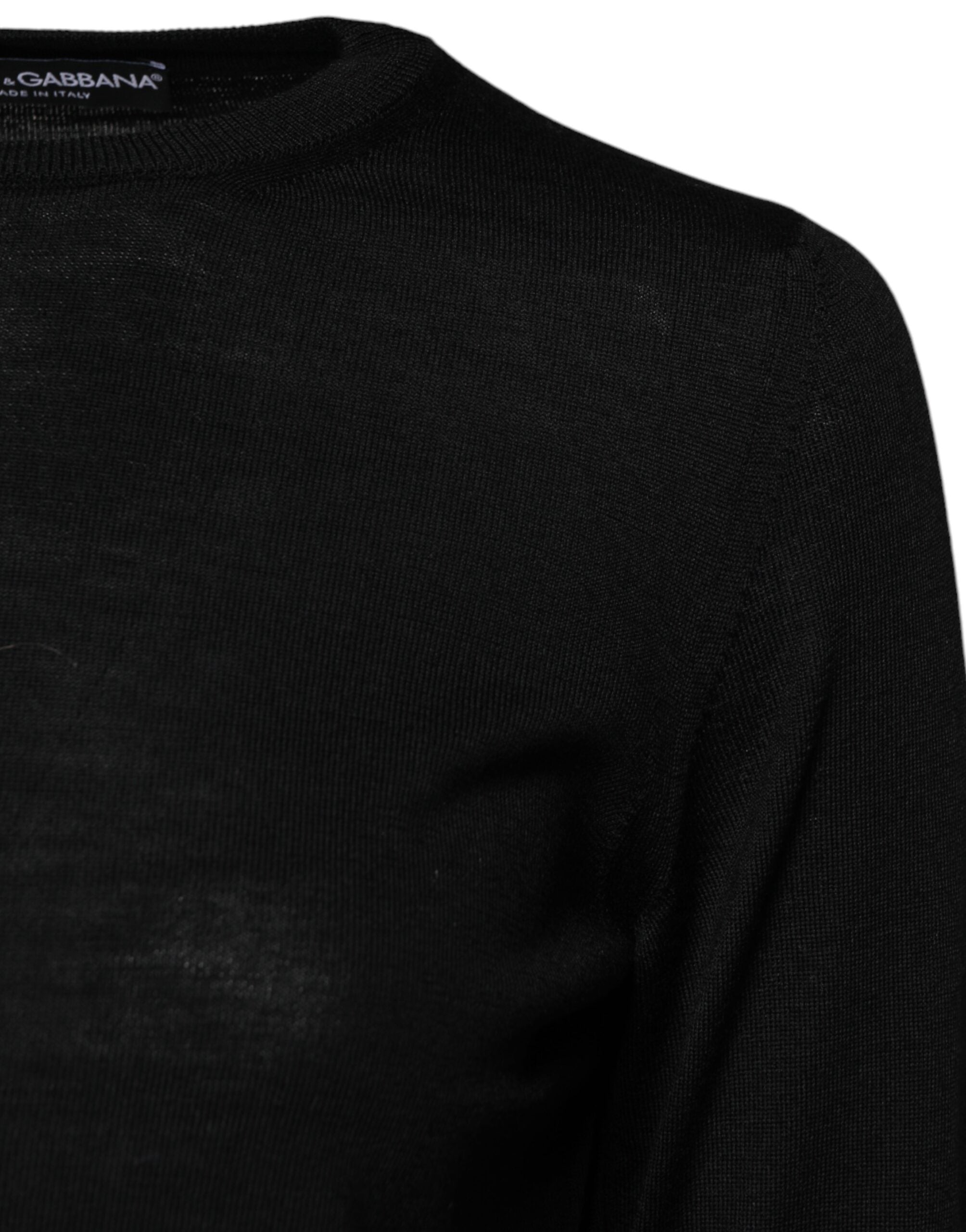 Dolce & Gabbana Black Wool Knit Crewneck Sweater