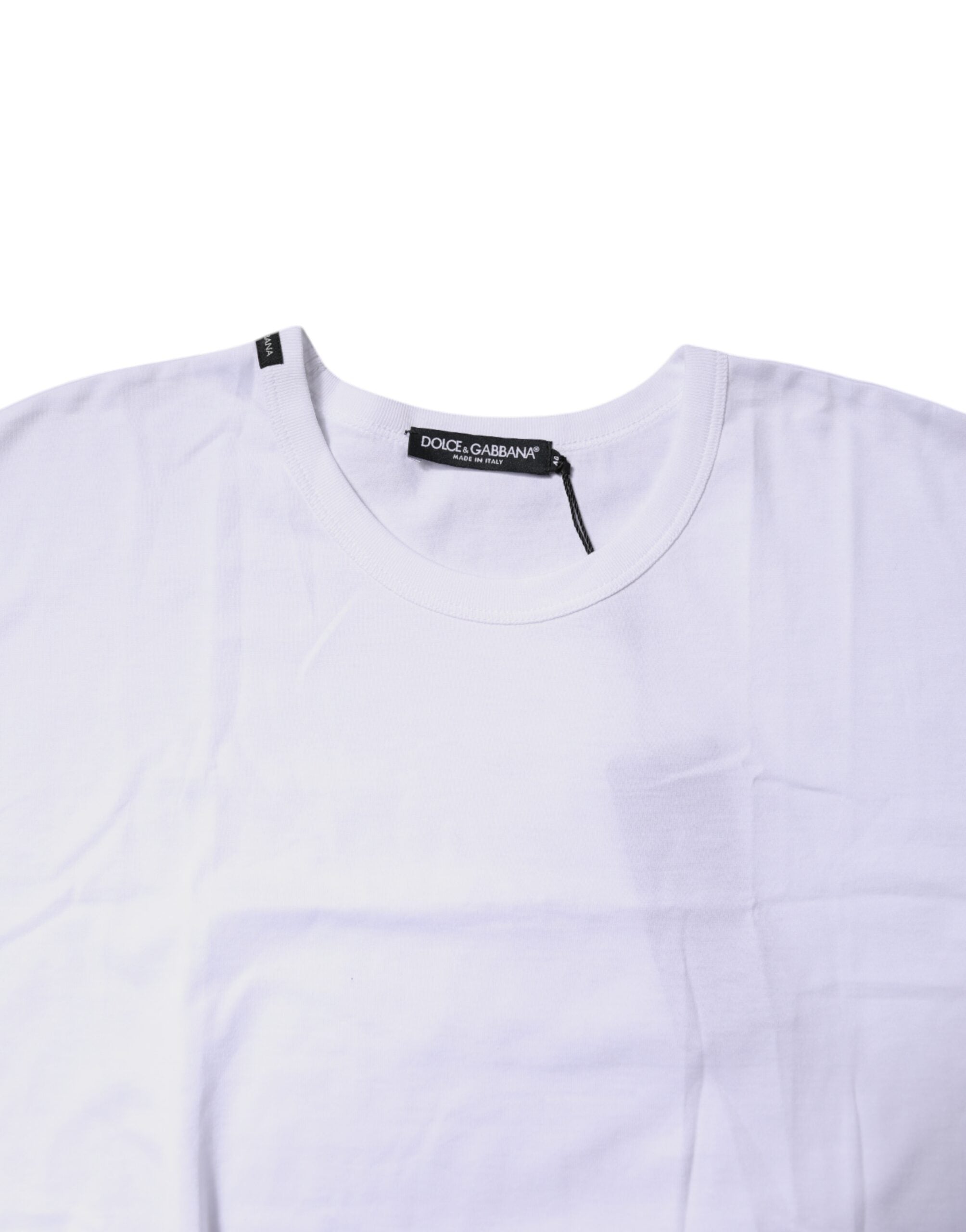 Dolce & Gabbana White Crew-Neck Cotton T-Shirt