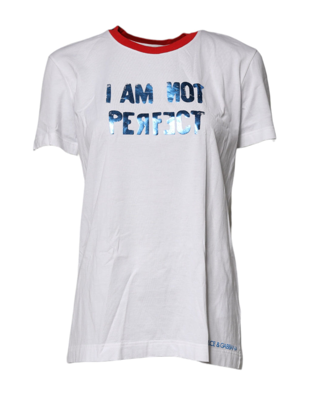 Dolce & Gabbana White Cotton Crew-Neck T-Shirt with Graphic Print