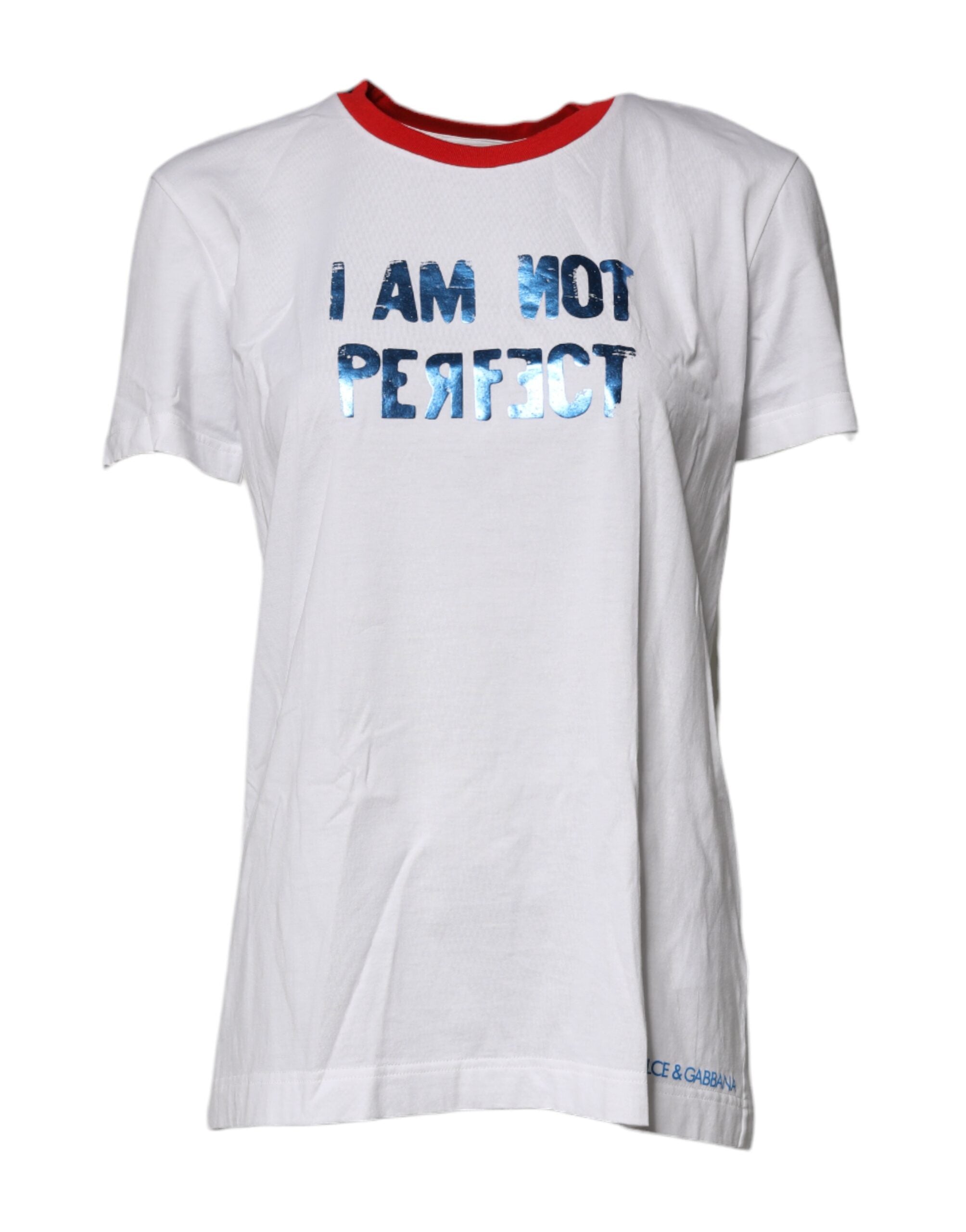 Dolce & Gabbana White Cotton Crew-Neck T-Shirt with Graphic Print
