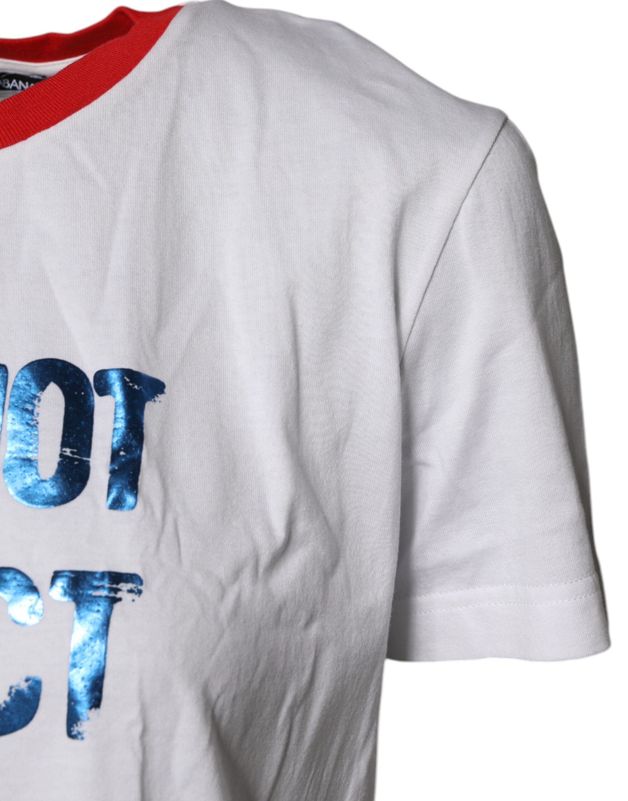 Dolce & Gabbana White Cotton Crew-Neck T-Shirt with Graphic Print