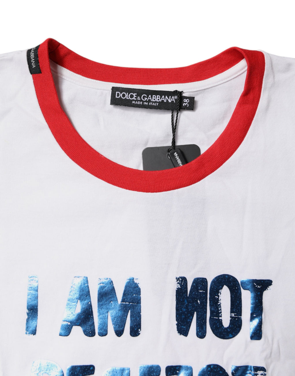 Dolce & Gabbana White Cotton Crew-Neck T-Shirt with Graphic Print