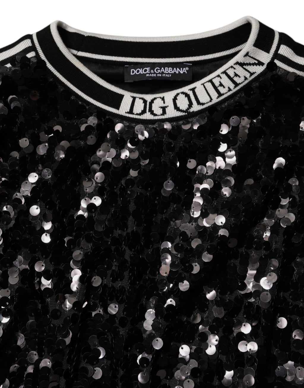 Dolce & Gabbana Black DG Queen Sequin Sweater