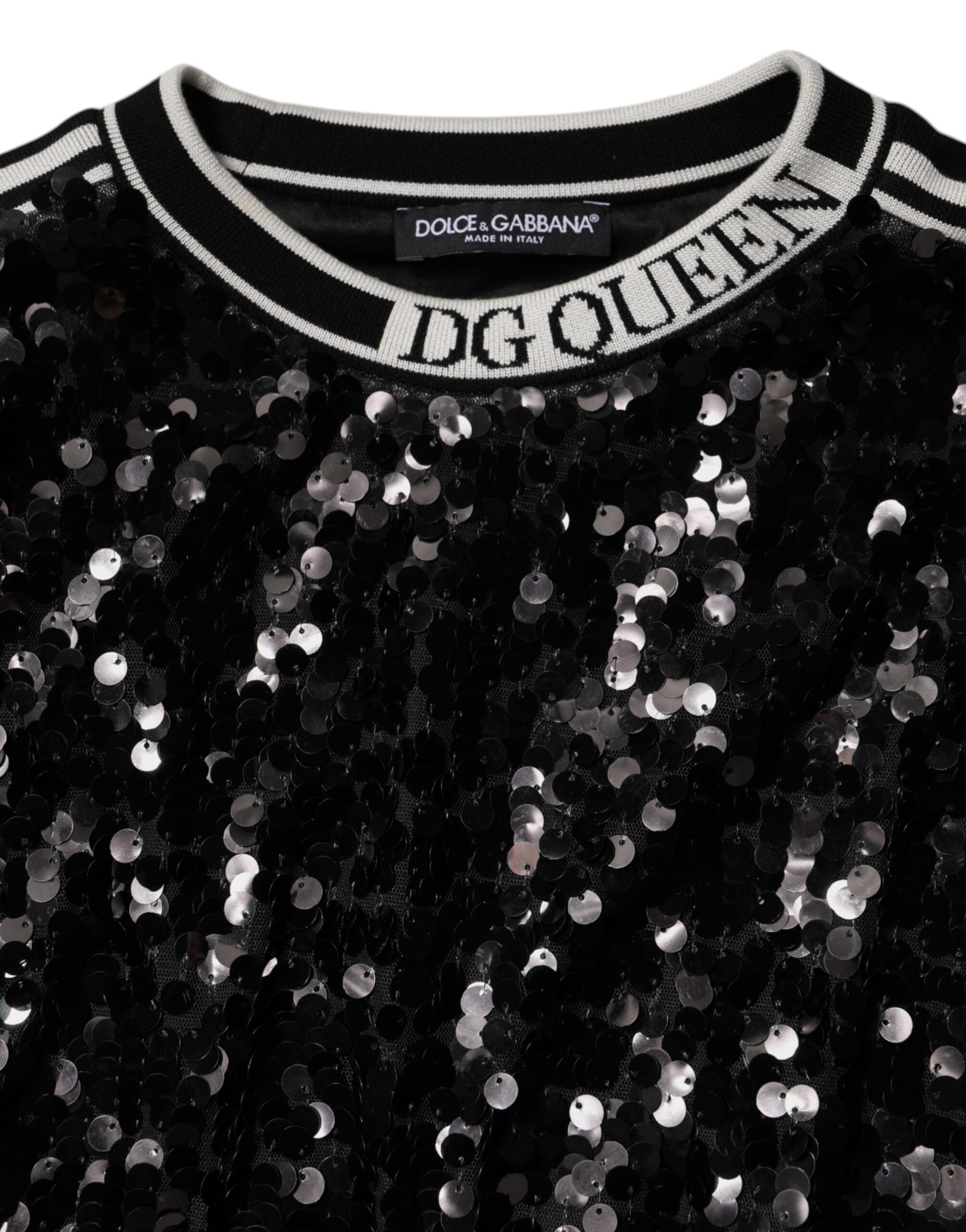 Dolce & Gabbana Black DG Queen Sequin Sweater