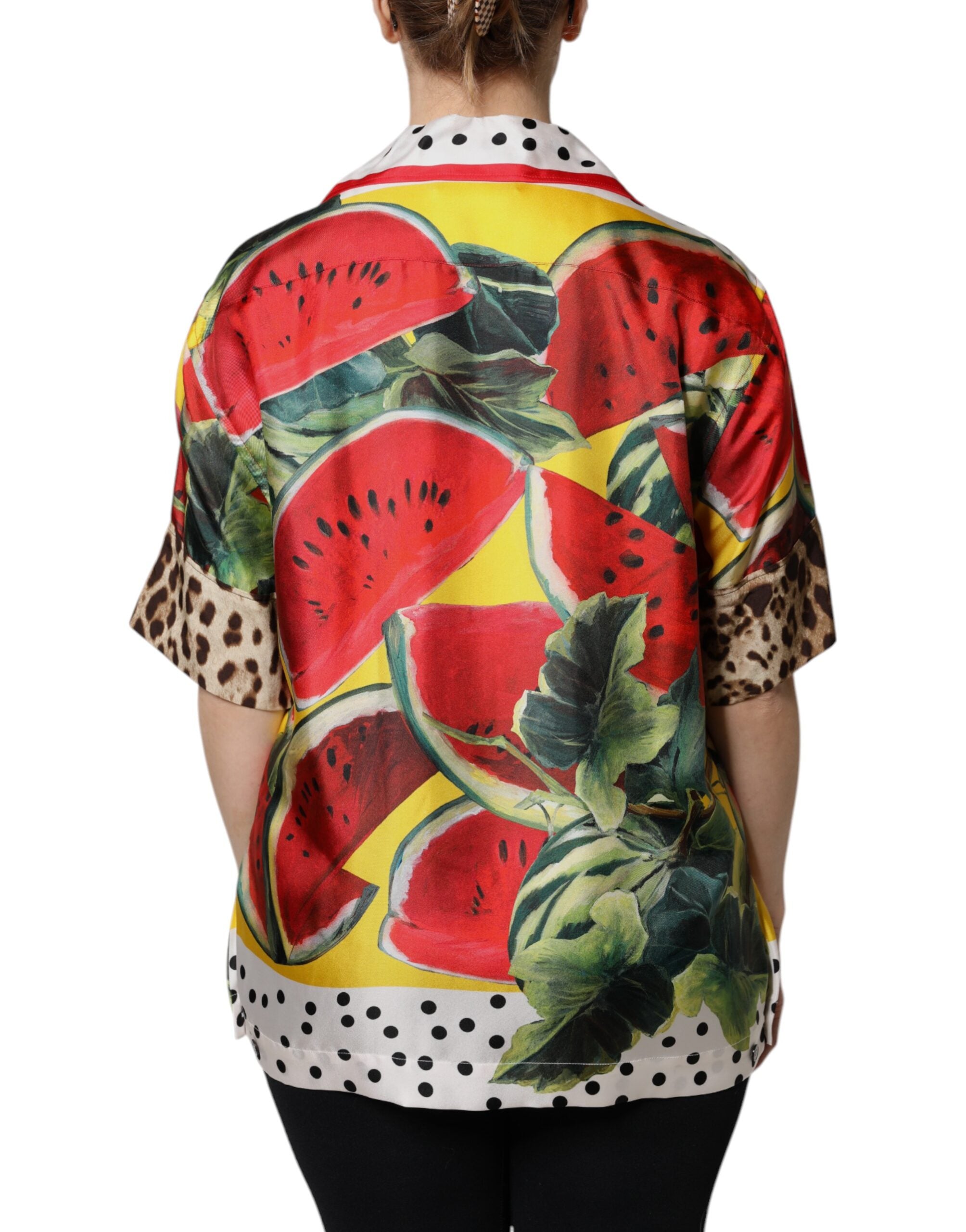 Dolce & Gabbana Multicolor Wassermelone Hemdbluse mit Kragen
