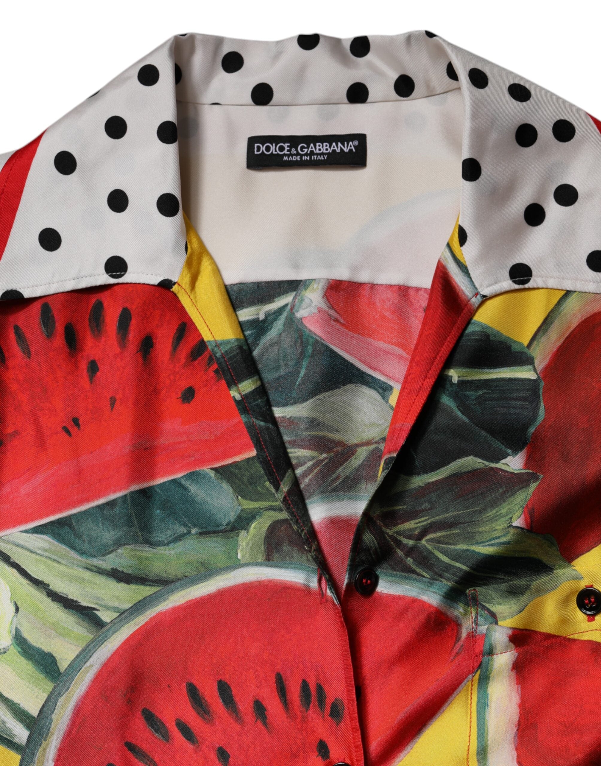 Dolce & Gabbana Multicolor Wassermelone Hemdbluse mit Kragen