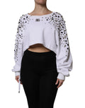 Dolce & Gabbana Weißer langärmeliger Pullover mit Verzierungen
