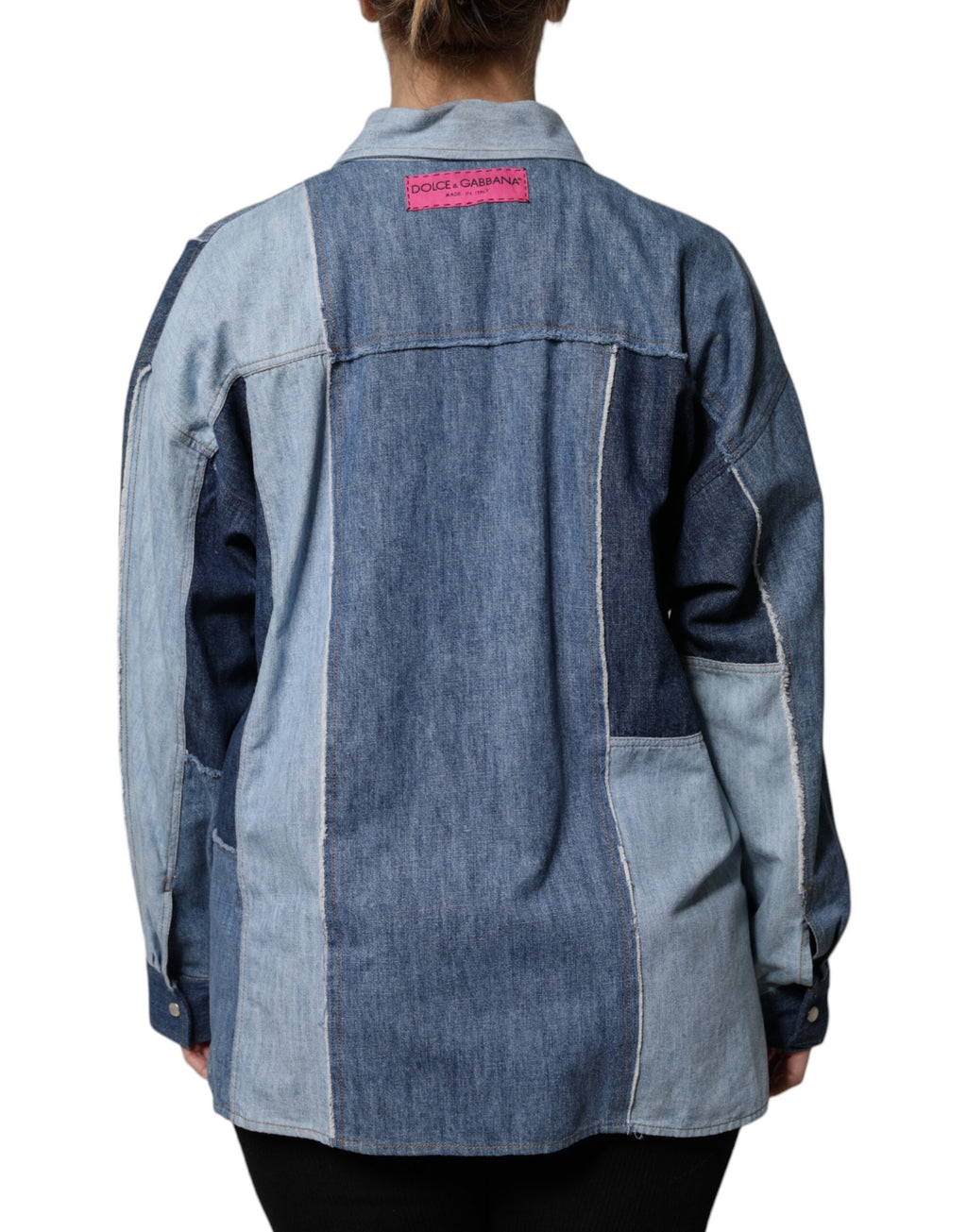 Dolce & Gabbana Blue Cotton Long Sleeve Button-Placket Top