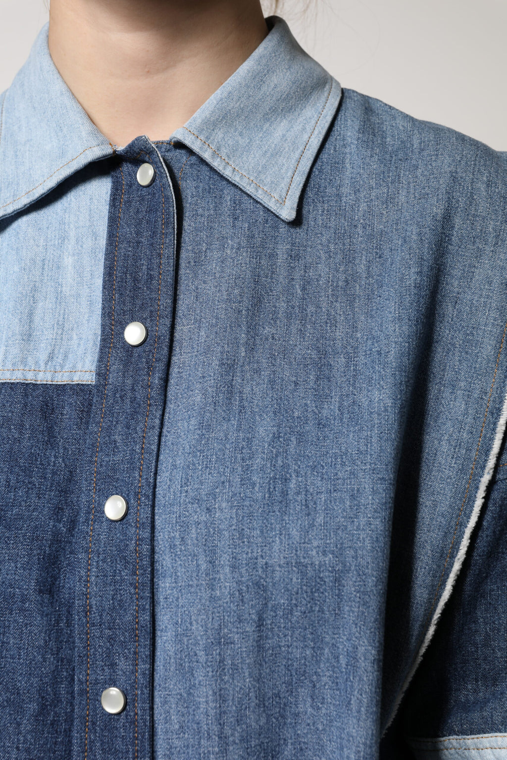 Dolce & Gabbana Blue Cotton Long Sleeve Button-Placket Top
