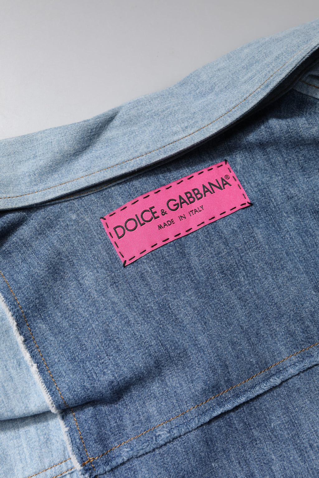 Dolce & Gabbana Blue Cotton Long Sleeve Button-Placket Top