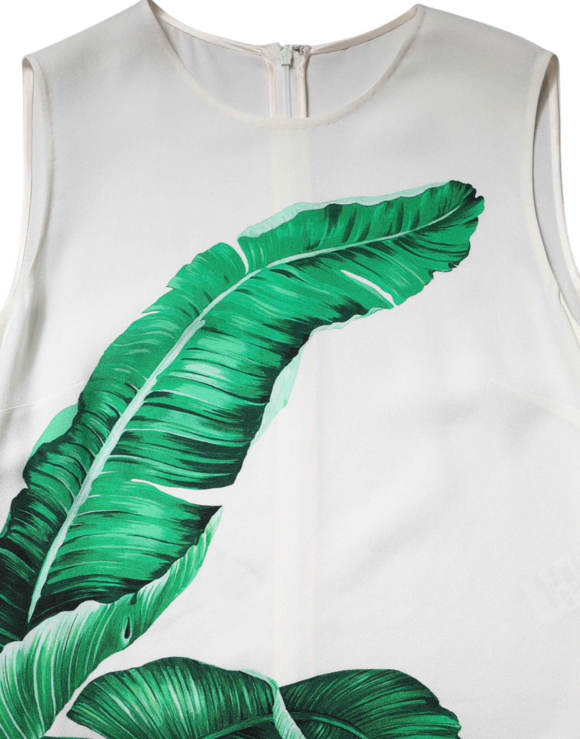 Dolce & Gabbana Weißes Bananenblatt Print Rundhals-Top