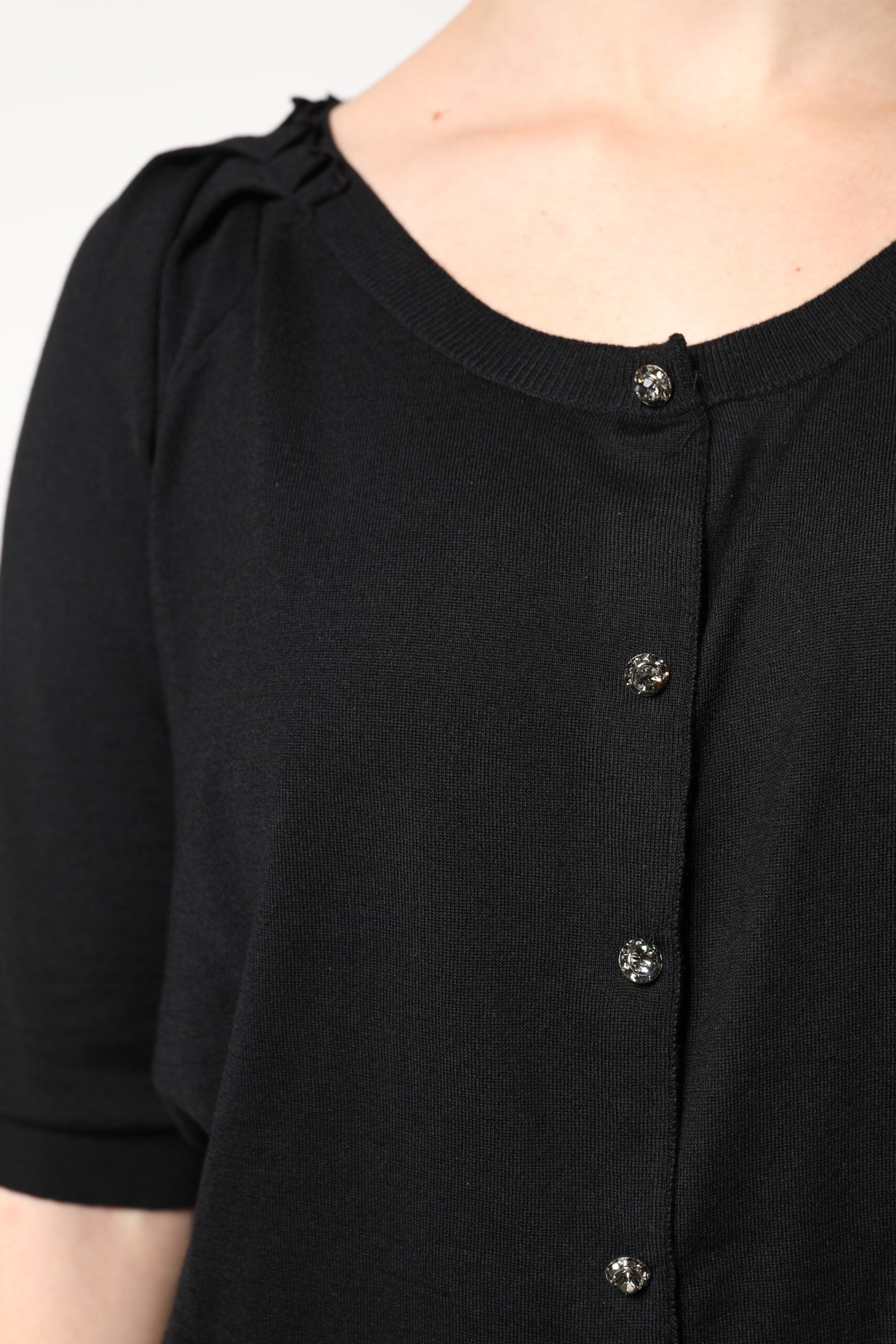 Dolce & Gabbana Schwarzes Button Down Kurzarm-Blusen-Top