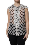 Dolce & Gabbana White and Black Polka Dot Sleeveless Cotton Top