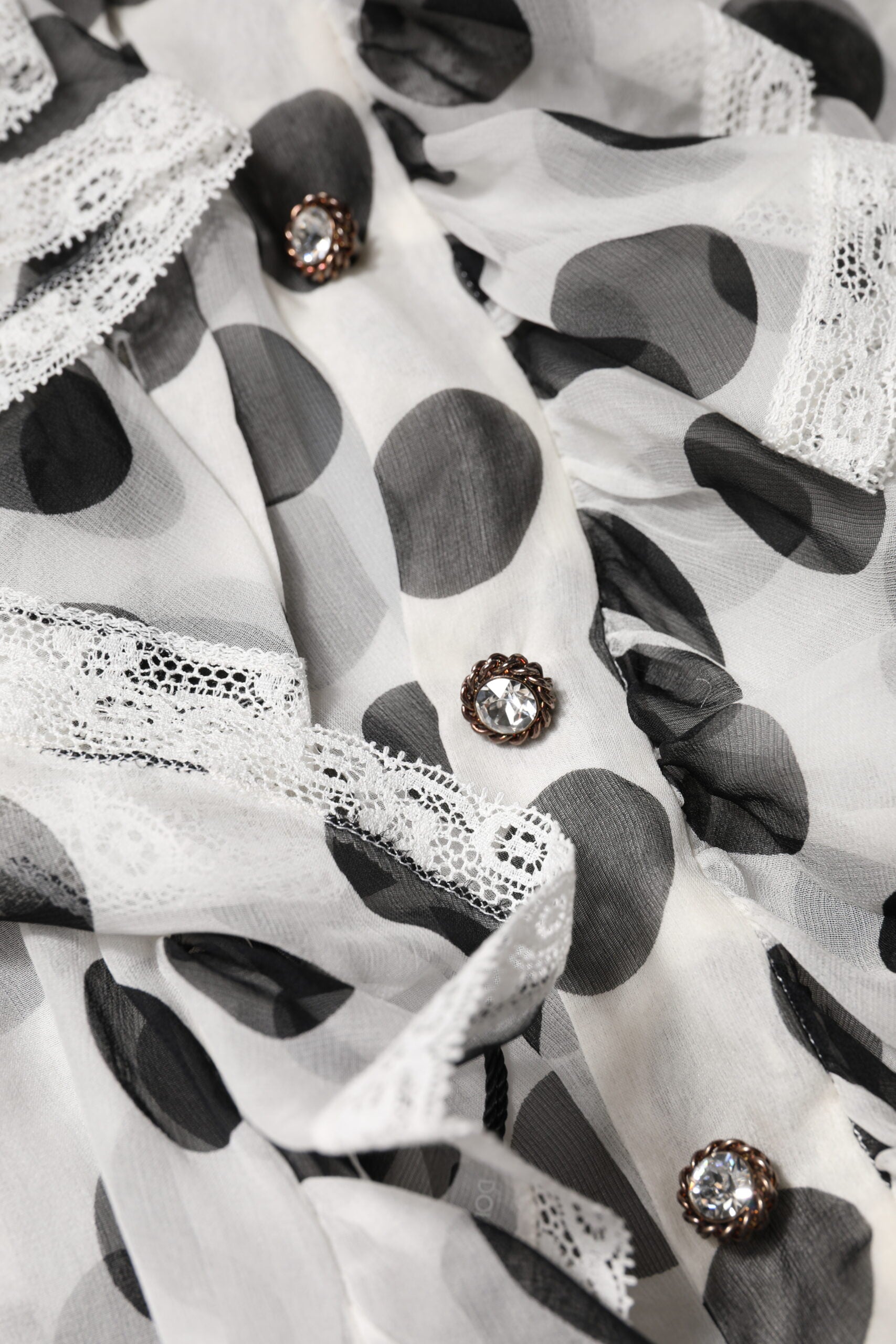Dolce & Gabbana White and Black Polka Dot Sleeveless Cotton Top