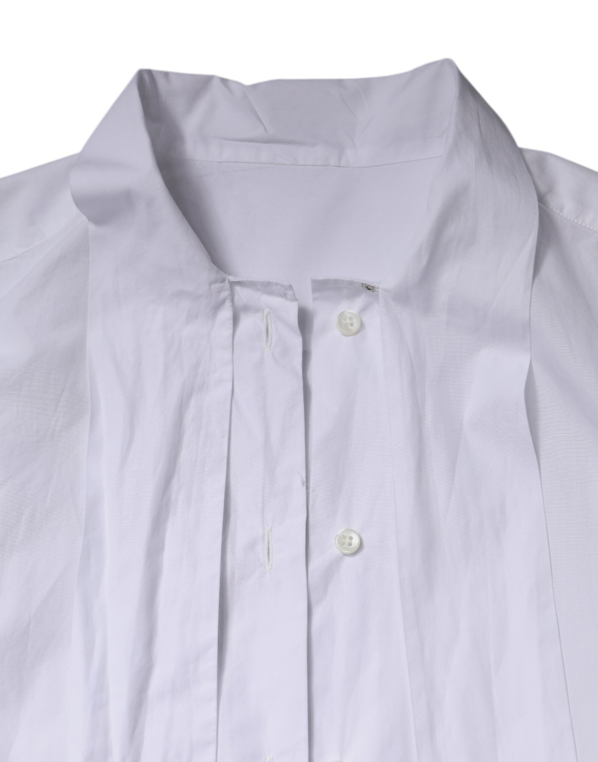 Dolce & Gabbana Weißer Ascot-Kragen Langarm-Bluse Top