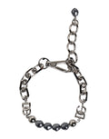 Dolce & Gabbana Silver-colored Necklace Lobster Clasp Logo Gray Pearl Bracelet