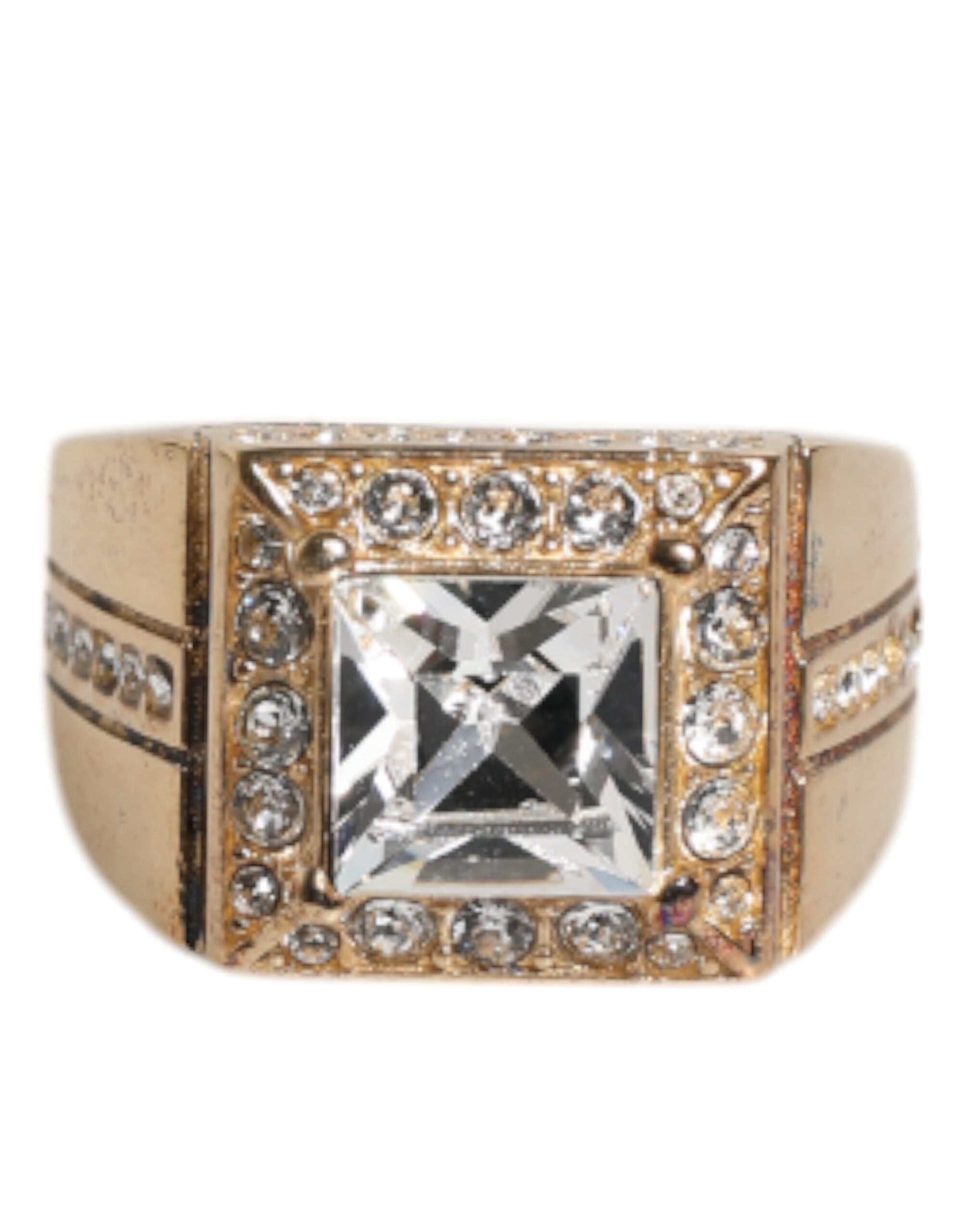 Dolce & Gabbana Gold-Tone Sterling Silver 925 Crystal Ring