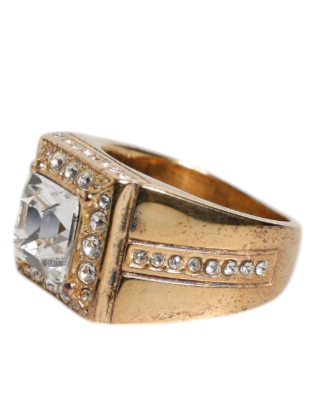Dolce & Gabbana Gold-Tone Sterling Silver 925 Crystal Ring