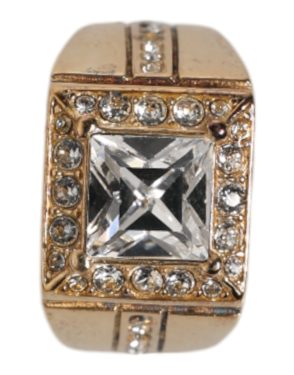 Dolce & Gabbana Gold-Tone Sterling Silver 925 Crystal Ring