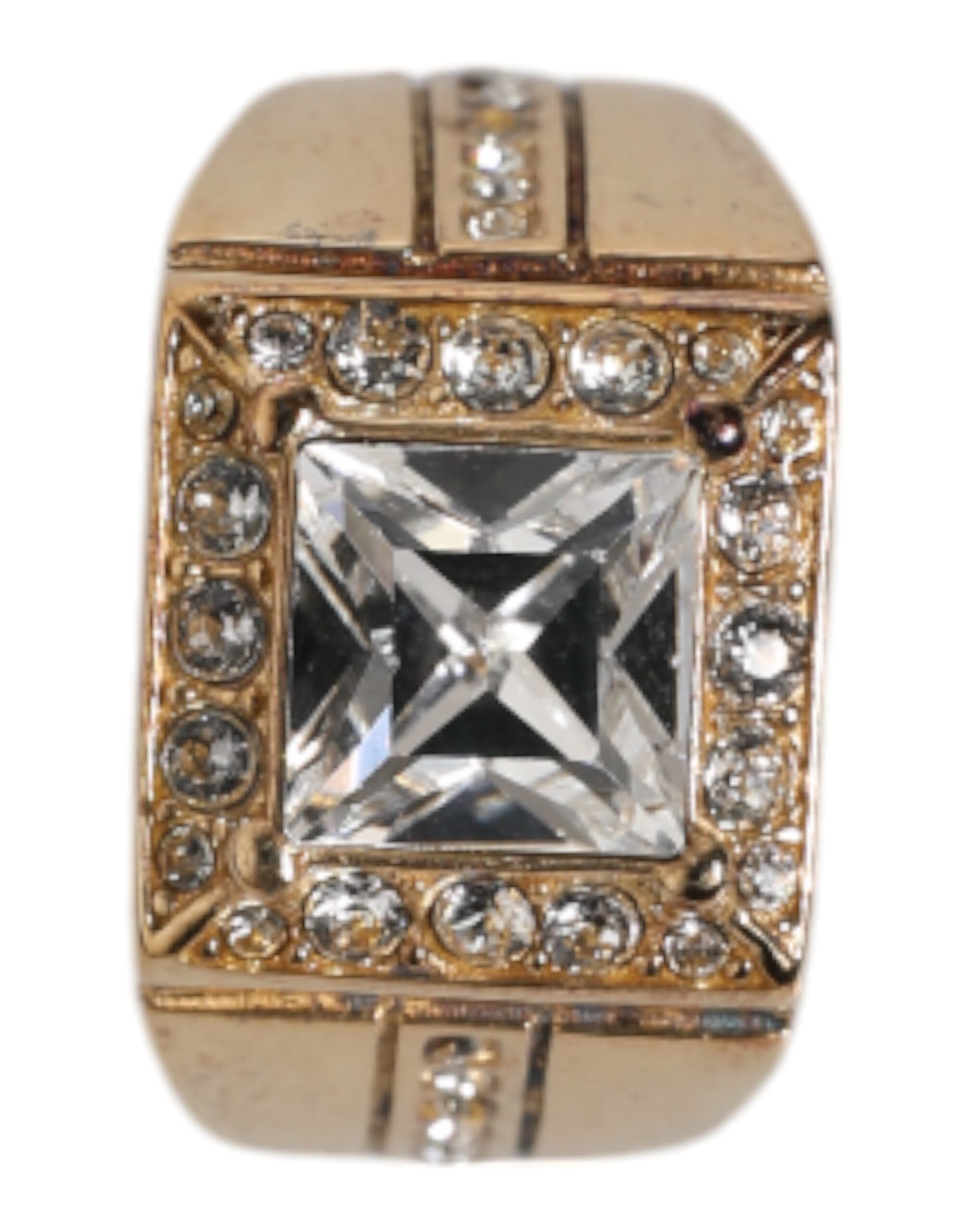 Dolce & Gabbana Gold-Tone Sterling Silver 925 Crystal Ring