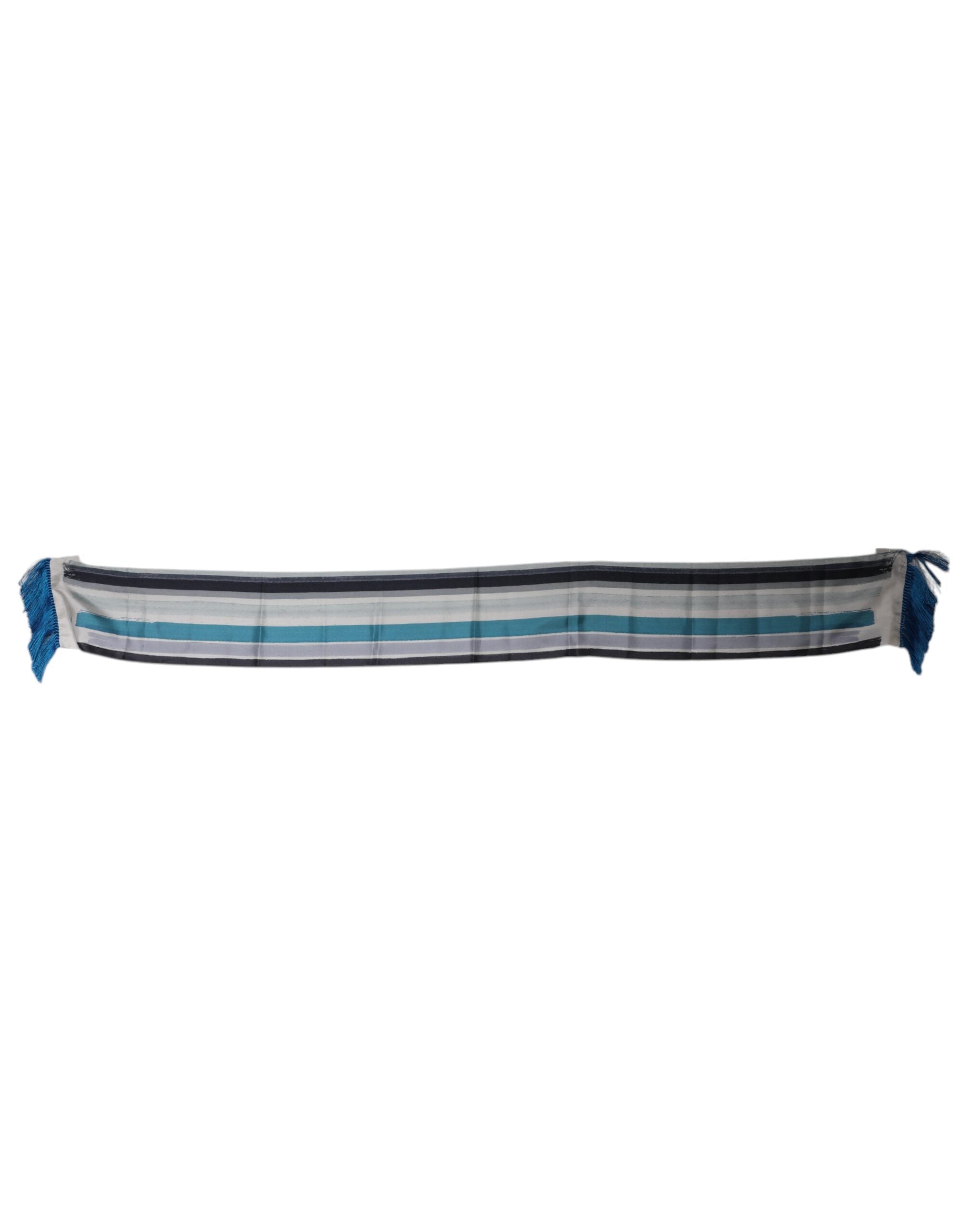 Dolce & Gabbana Multicolor Stripe Silk Fringe Neck Foulard Scarf