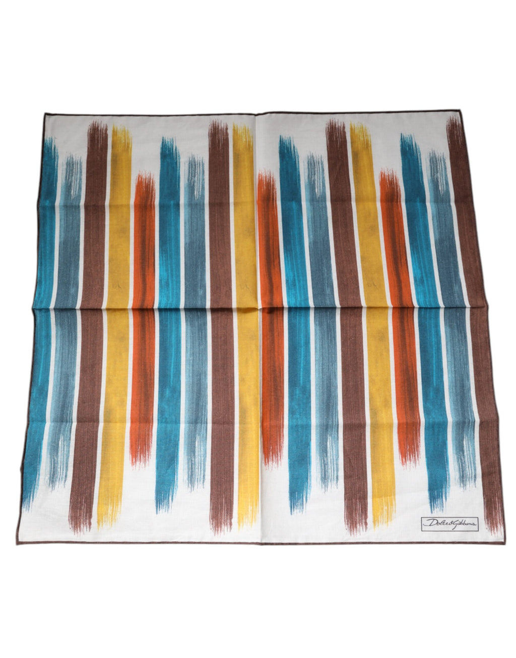 Dolce & Gabbana Multicolor Stripe Cotton Square Foulard Scarf