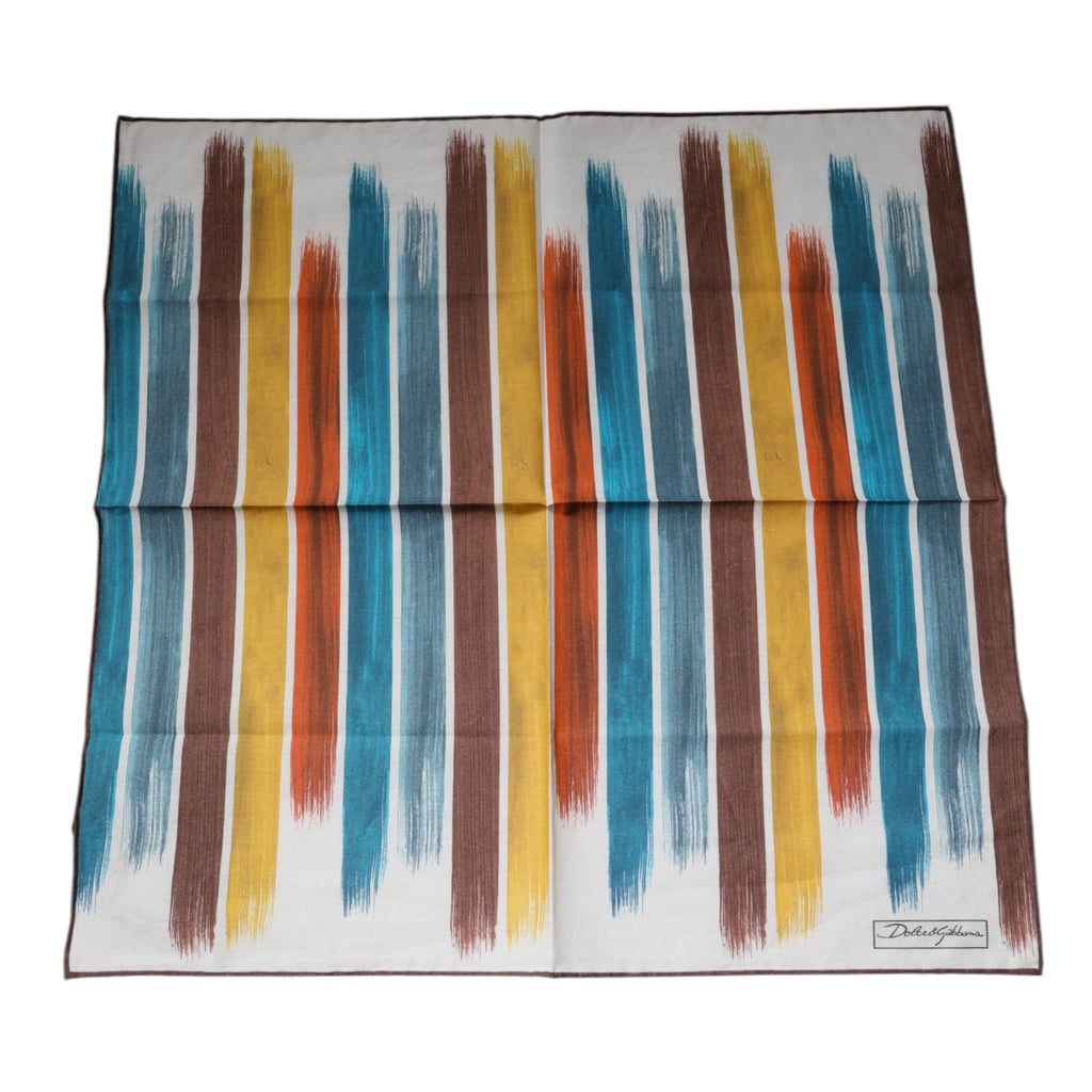 Dolce & Gabbana Multicolor Stripe Cotton Square Foulard Scarf