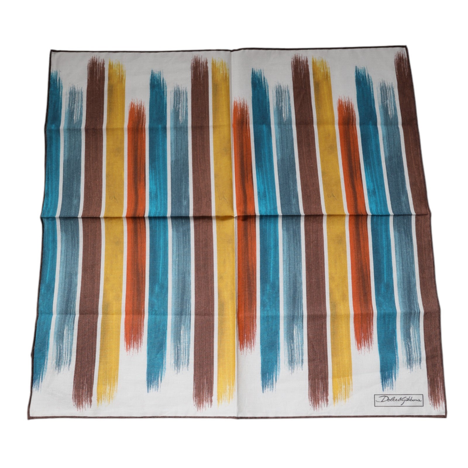Dolce & Gabbana Multicolor Stripe Cotton Square Foulard Scarf