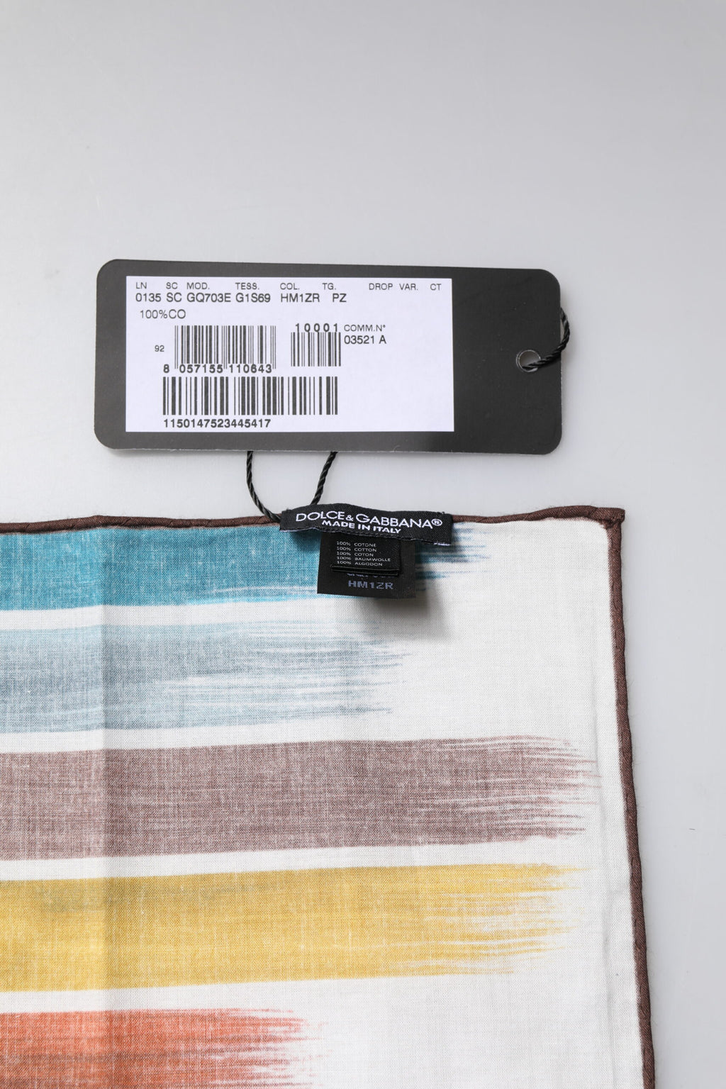 Dolce & Gabbana Multicolor Stripe Cotton Square Foulard Scarf