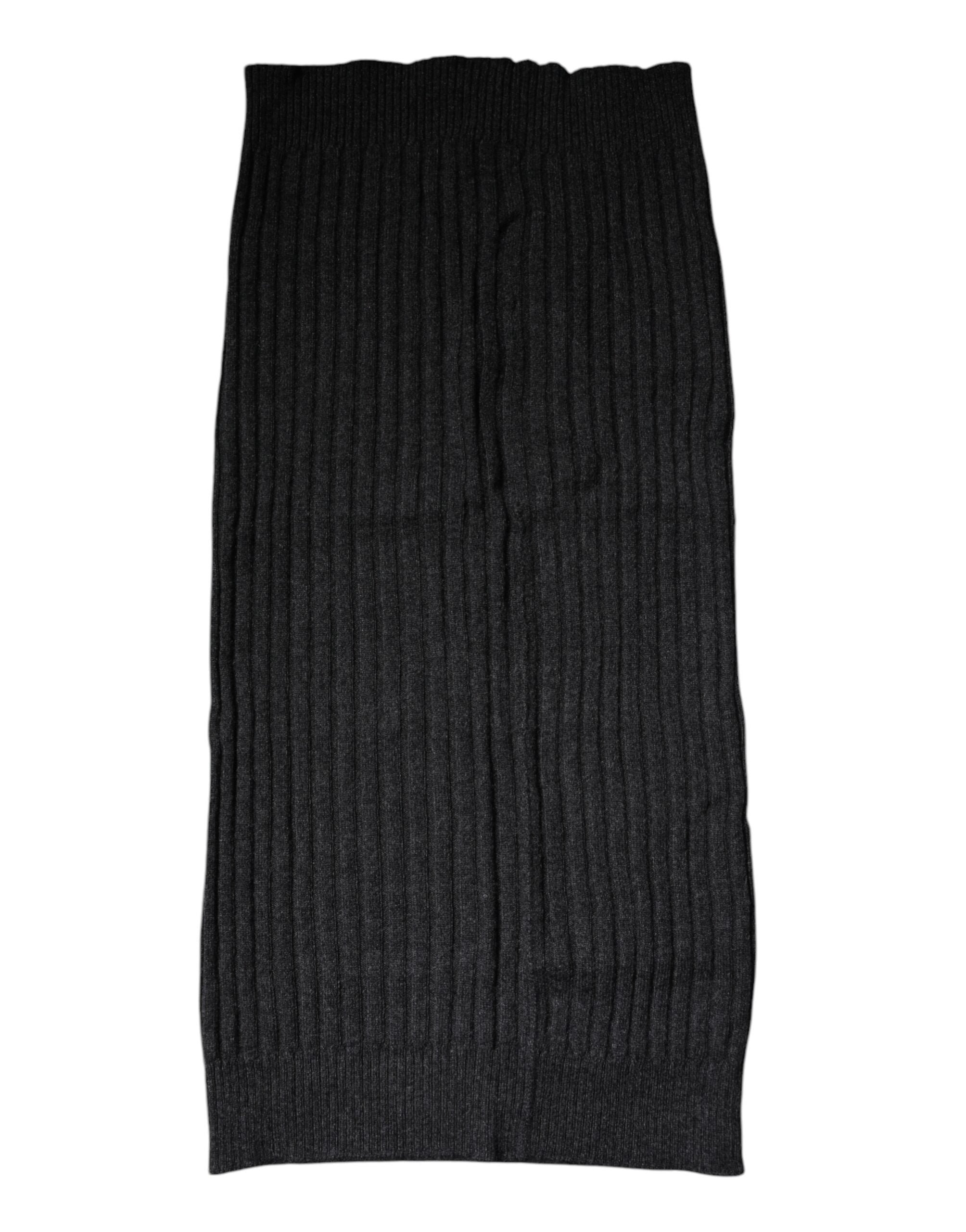 Dolce & Gabbana Black Cashmere Knit Neck Warmer Foulard Scarf