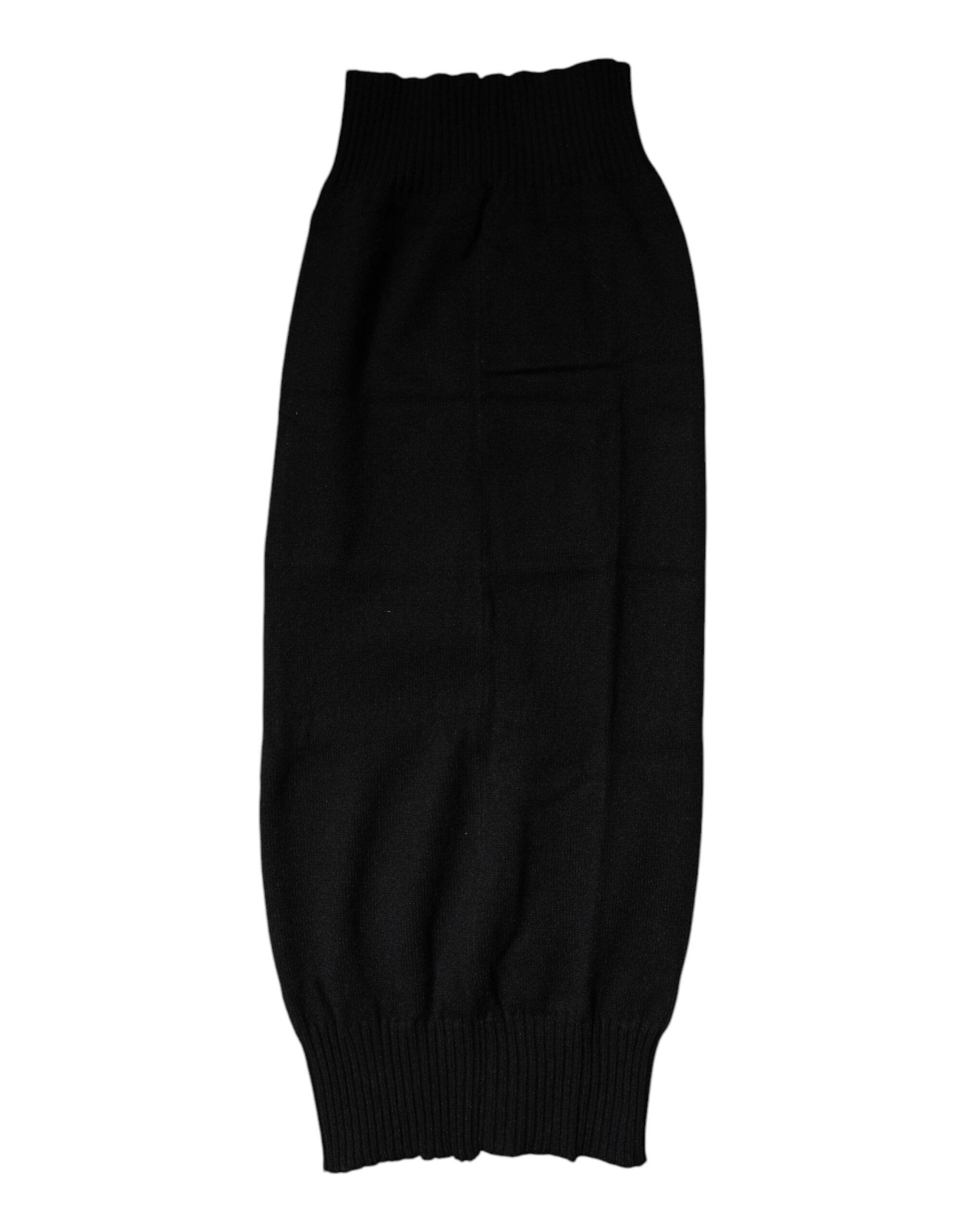 Dolce & Gabbana Black Cashmere Knit Neck Warmer Foulard Scarf