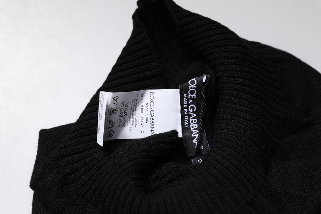 Dolce & Gabbana Black Cashmere Knit Neck Warmer Foulard Scarf