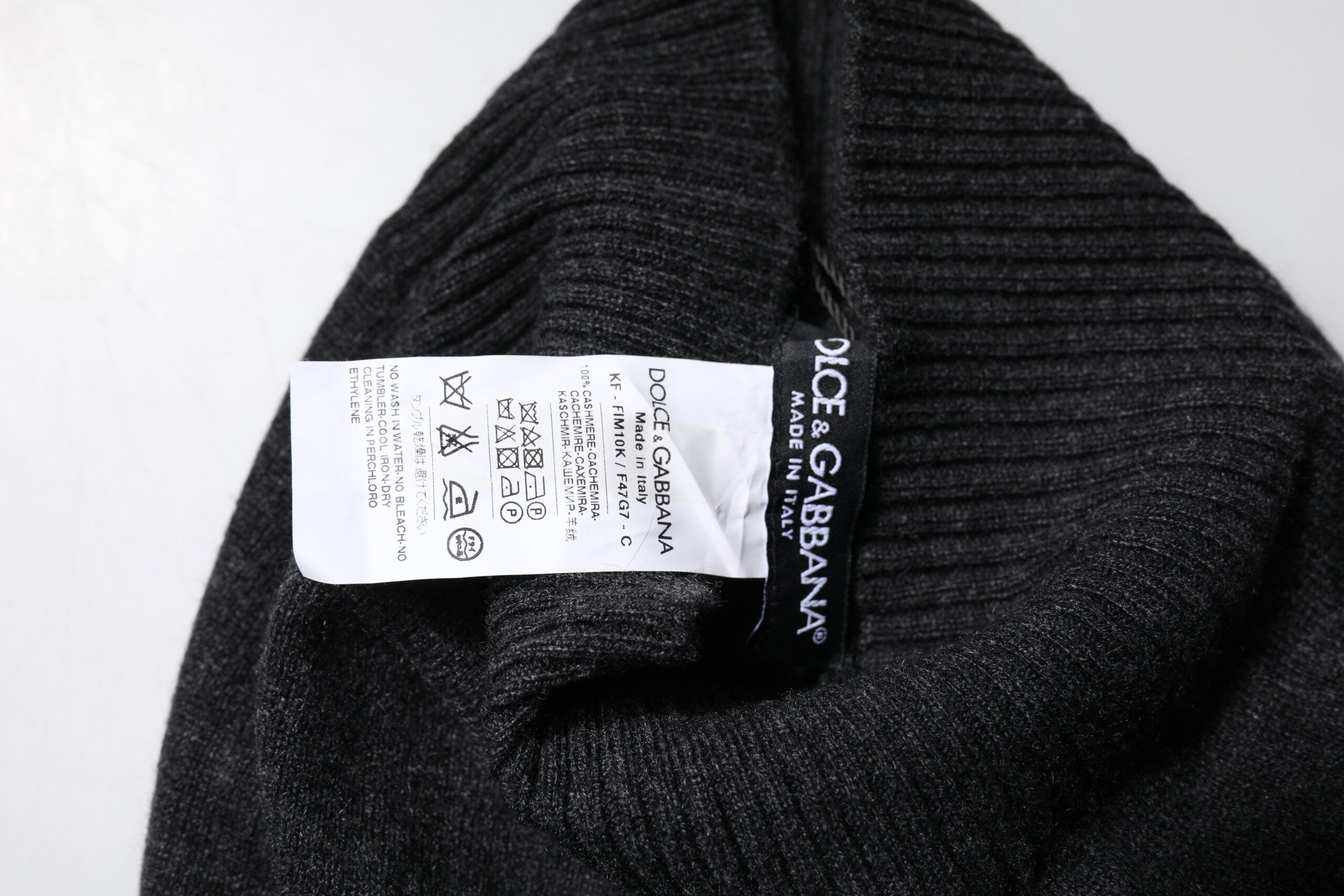 Dolce & Gabbana Schwarzer Kaschmir Strick-Halswärmer Foulard-Schal