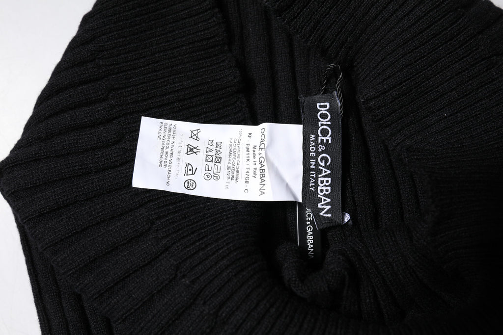 Dolce & Gabbana Schwarzer Kaschmir Strick-Halswärmer Foulard-Schal