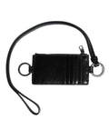 Dolce & Gabbana Schwarzes Leder mit Logo-Prägung Lanyard Kartenhalter Brieftasche