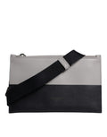 Dolce & Gabbana Black and White Leather Logo-Embossed Crossbody Bag