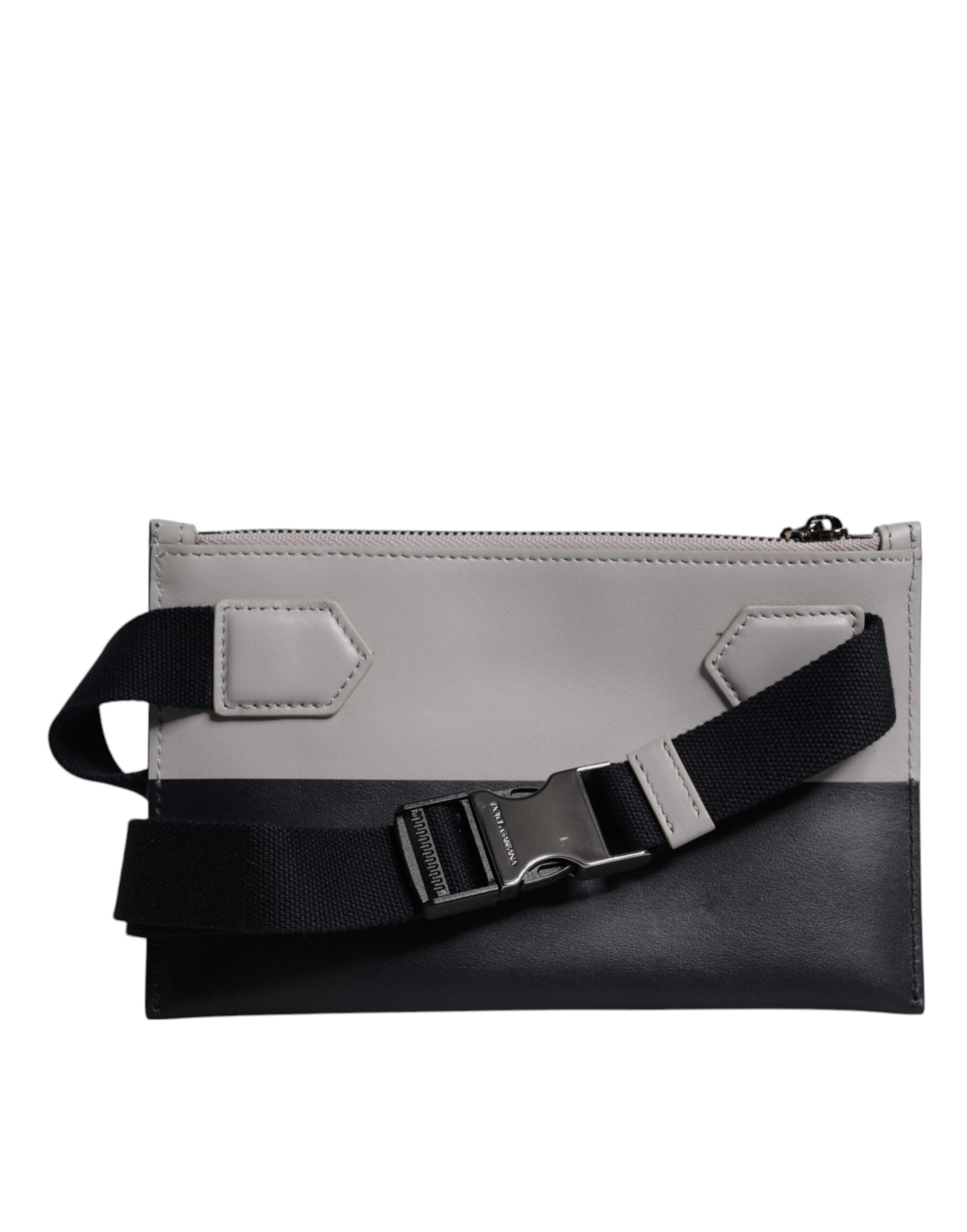 Dolce & Gabbana Black and White Leather Logo-Embossed Crossbody Bag