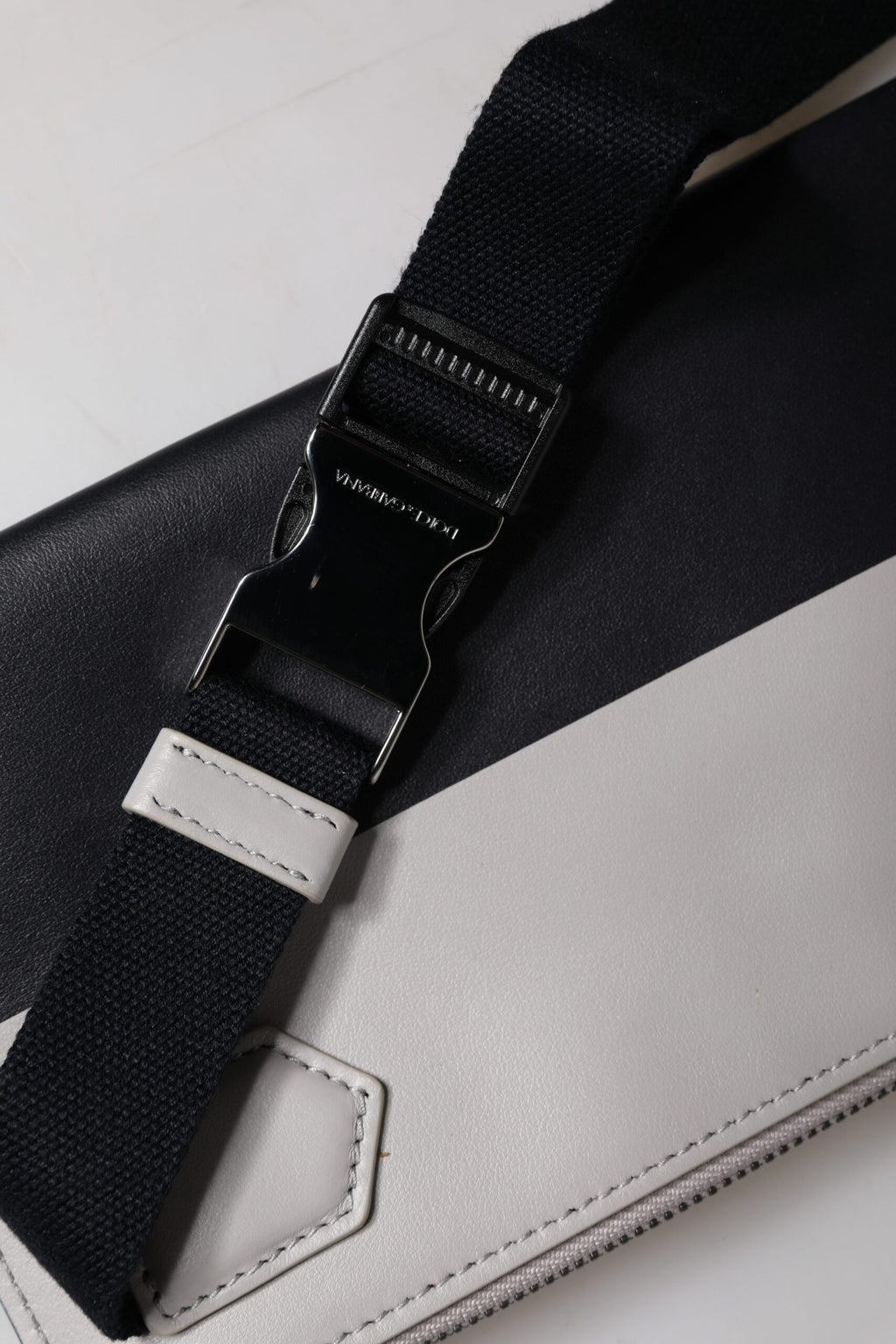 Dolce & Gabbana Black and White Leather Logo-Embossed Crossbody Bag