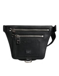 Dolce & Gabbana Black Calfskin Logo Plaque Belt Waist Men's Fanny Pack Bag