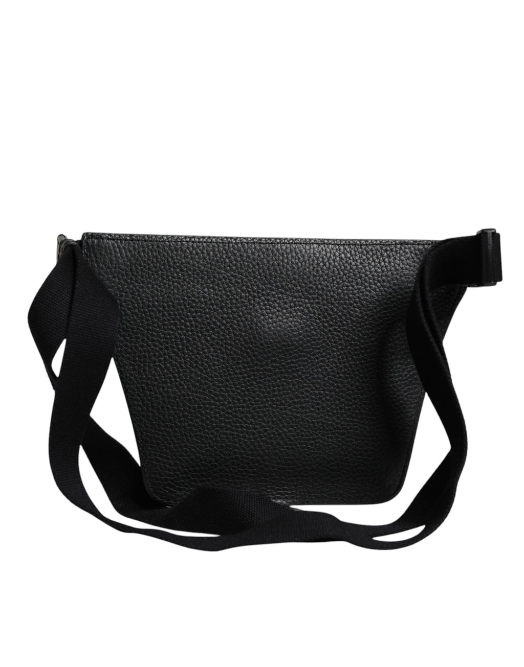 Dolce & Gabbana Black Calfskin Logo Plaque Belt Waist Men's Fanny Pack Bag