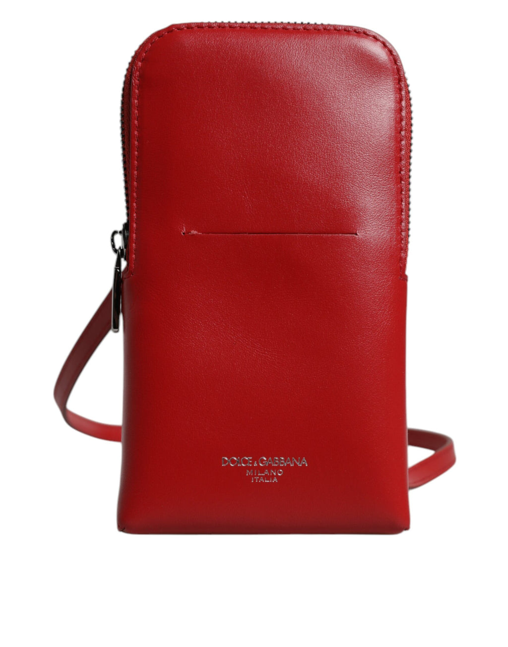 Dolce & Gabbana Red Leather Wallet Phone Sling Crossbody Neck Strap Bag