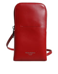 Dolce & Gabbana Red Leather Wallet Phone Sling Crossbody Neck Strap Bag