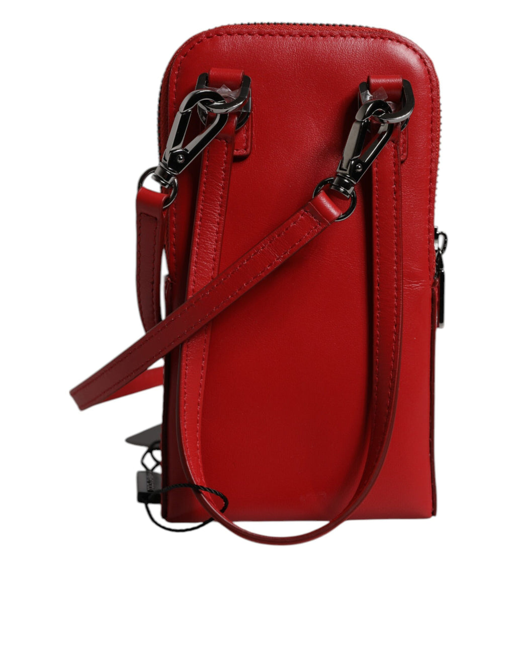 Dolce & Gabbana Red Leather Wallet Phone Sling Crossbody Neck Strap Bag