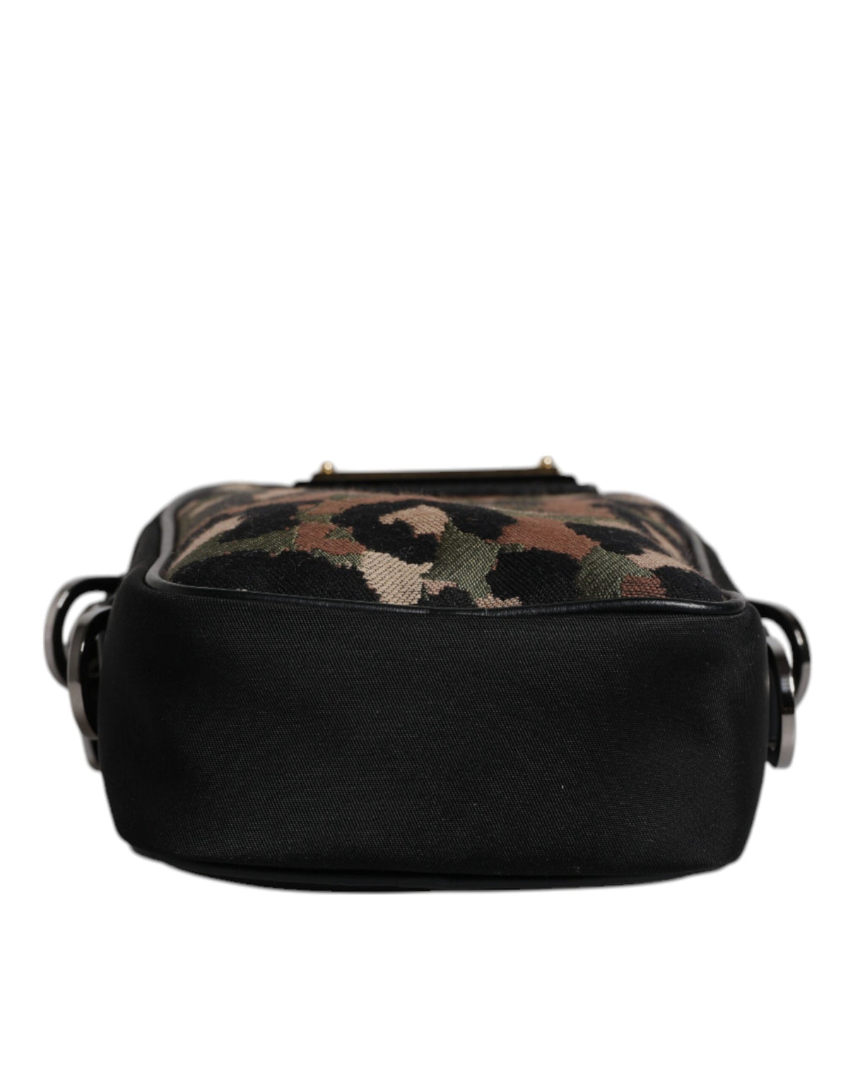 Dolce & Gabbana Multicolor Leopard Jacquard Logo Plaque Halsband Tasche