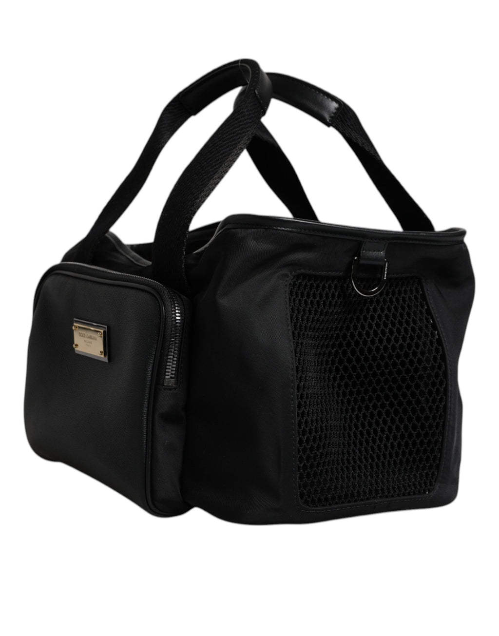 Dolce & Gabbana Schwarzer Schultergurt Pet Carry Logo Plaque Tasche