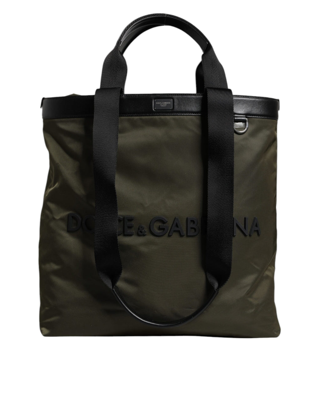 Dolce & Gabbana Militärische grüne Nylon-Schulterriemen-Tragetasche