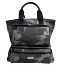 Dolce & Gabbana Grey Camouflage Multi-Pocket Cotton Tote Bag
