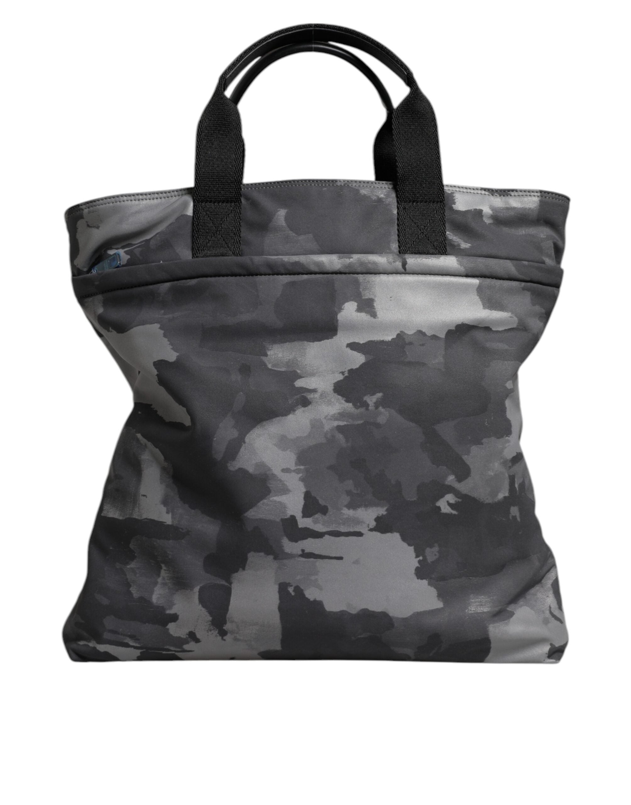 Dolce & Gabbana Grey Camouflage Multi-Pocket Cotton Tote Bag
